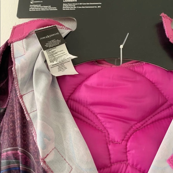 Pink Ranger Deluxe Child Costume Power Rangers Mask Gloves Girls Medium 7-8 New - Picture 7 of 11